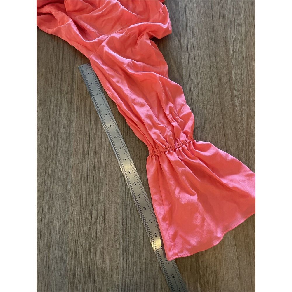 Tory Burch Ruffle‎ Blouse Size 0 All Silk Vivid Pink 650 - Picture 11 of 14